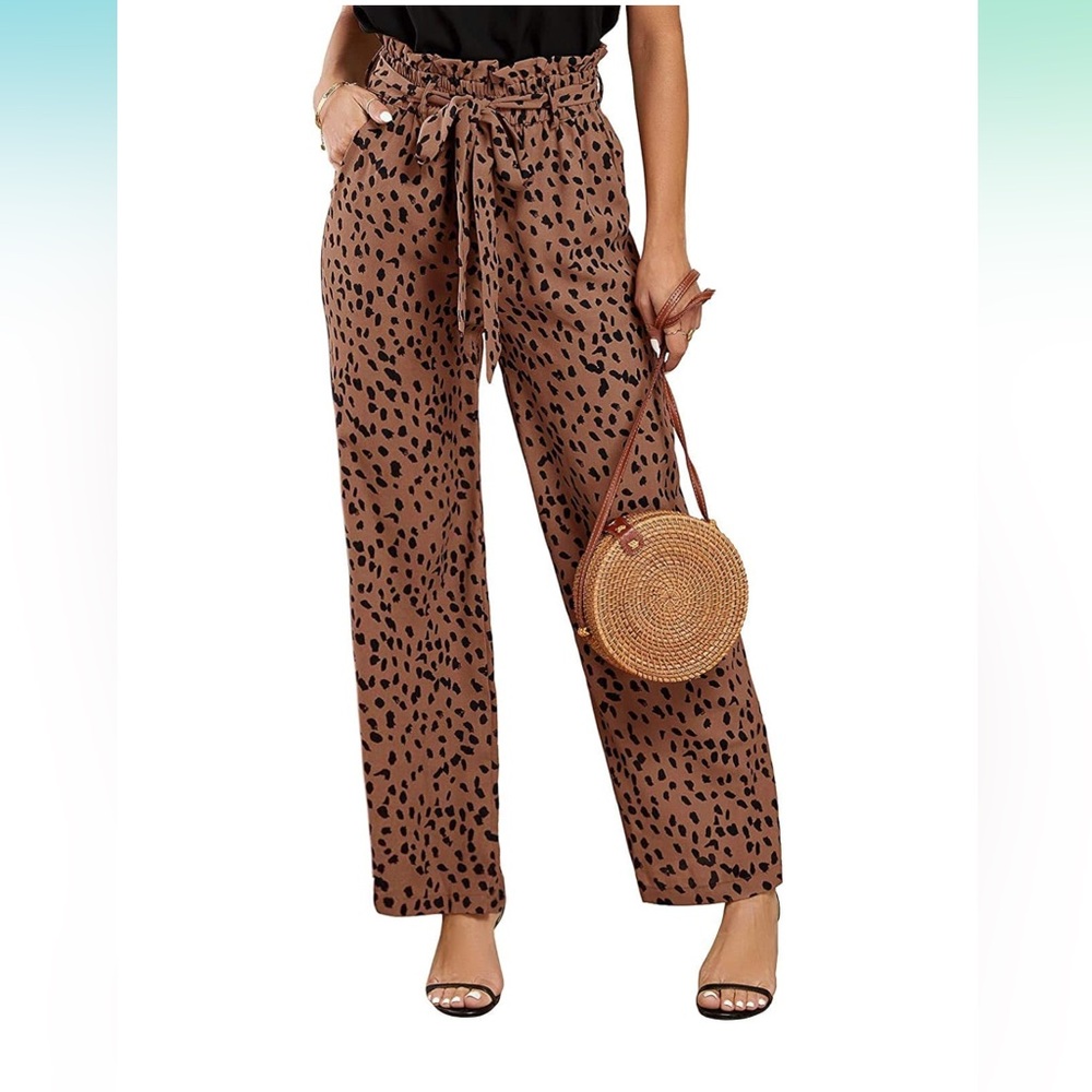 Leopard Print Brown Pants